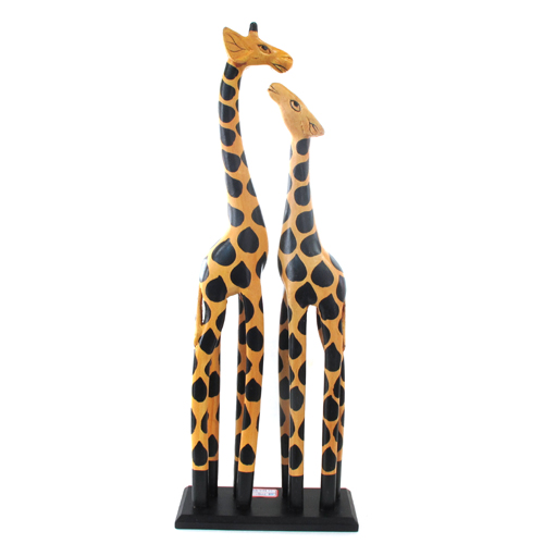  2p 원목 인테리어 기린 가족 조각상(21cmx9cm)
