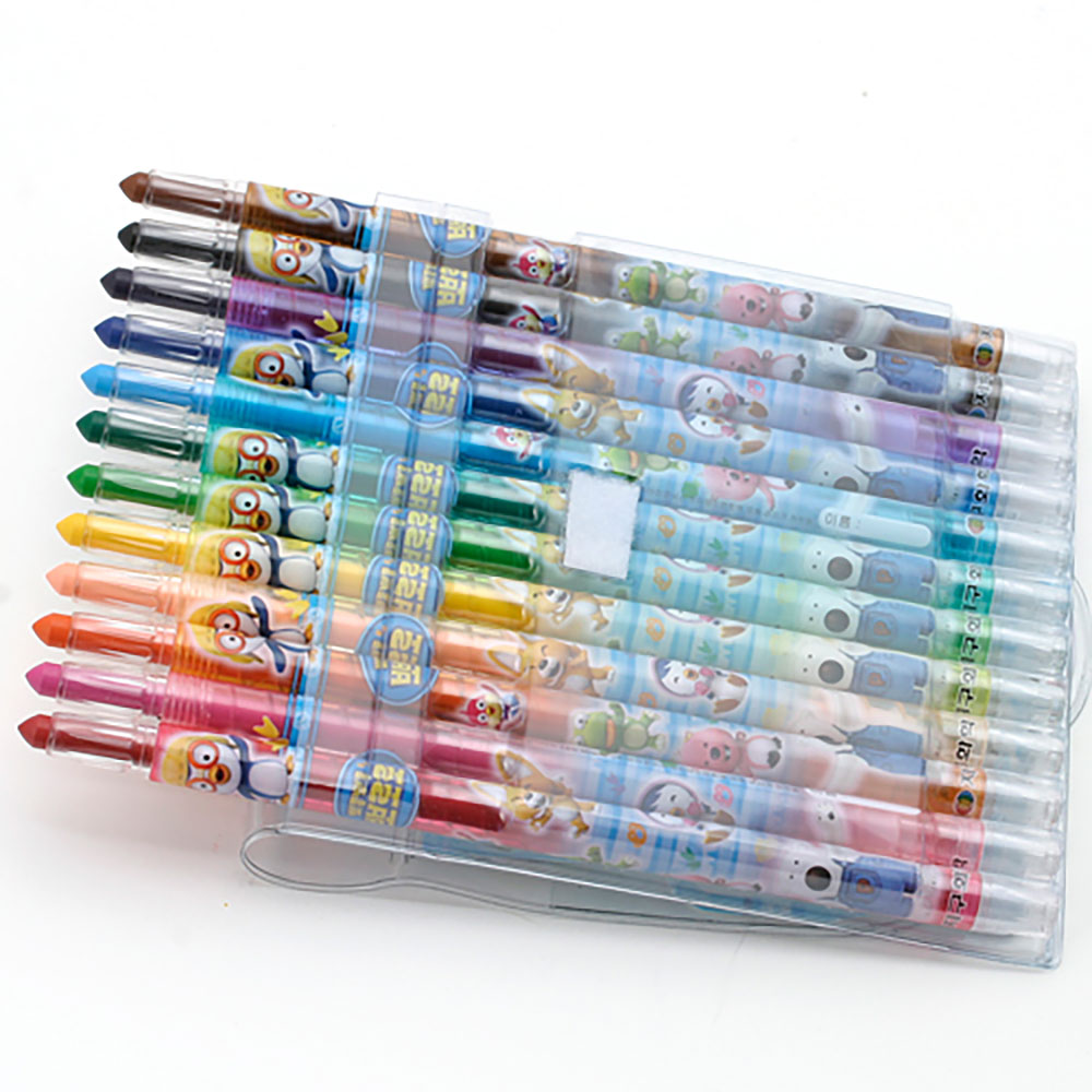 Oce 뽀로로 샤프식 미술 색연필 12색 그리기 도구 컬러 펜슬 그림 펜슬