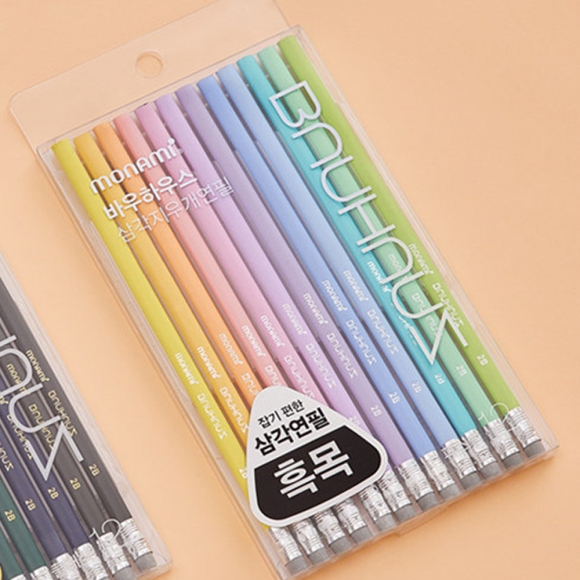 모나미 삼각 지우개 HB 연필 12p세트