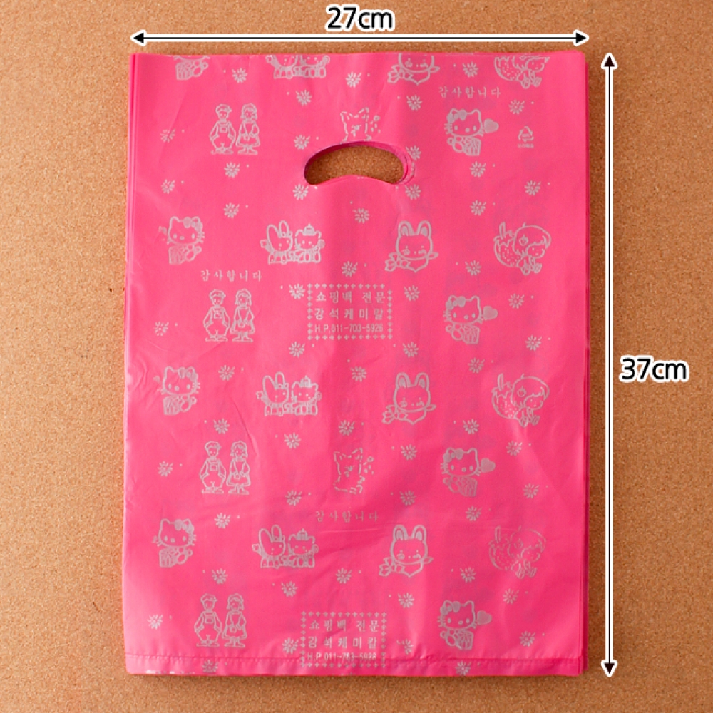 Oce 손잡이 봉투 비닐 쇼핑백 100p 핑크 27cm 팬시 봉투 비닐백 비닐봉지