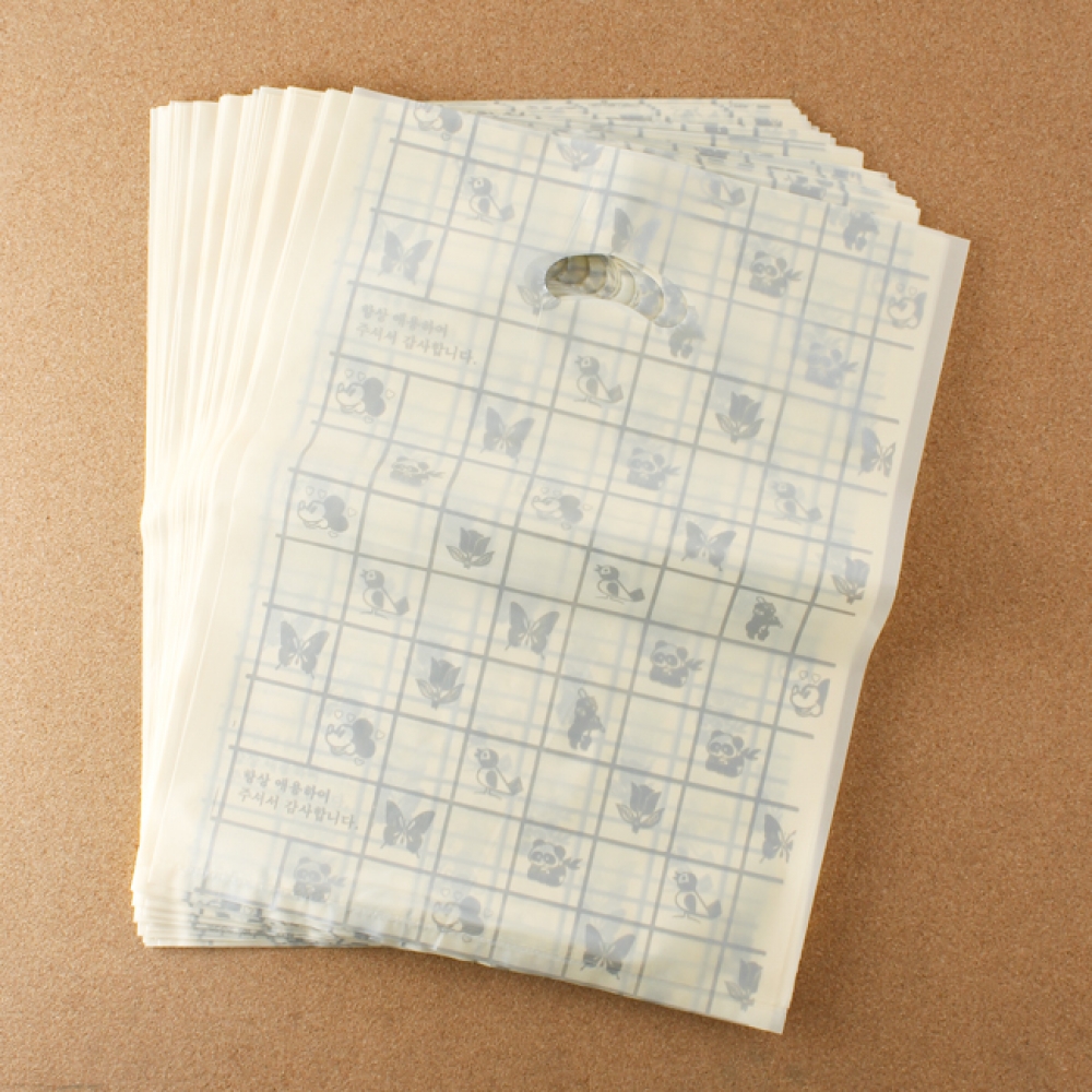 Oce 손잡이 봉투 비닐 쇼핑백 100p 베이지 30cm 접착비닐 포장 비니루 비닐봉투