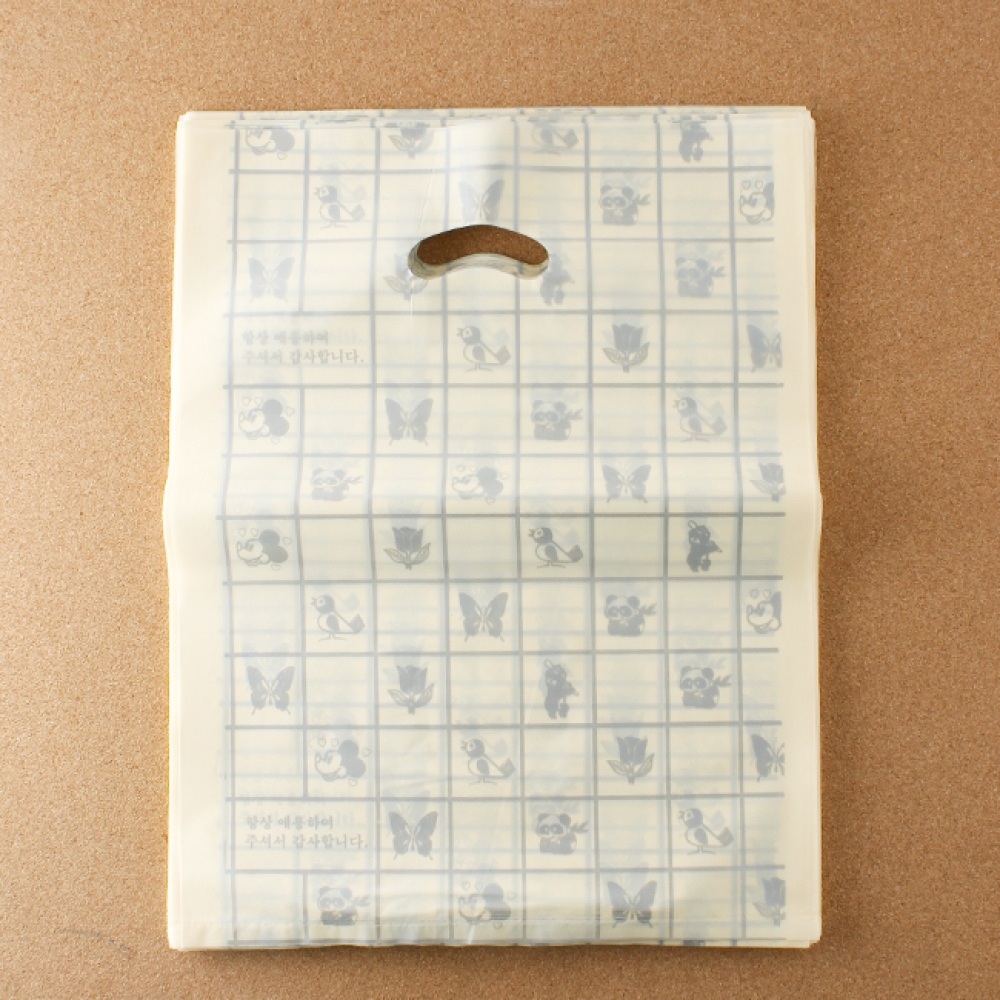 Oce 손잡이 봉투 비닐 쇼핑백 100p 베이지 30cm 접착비닐 포장 비니루 비닐봉투