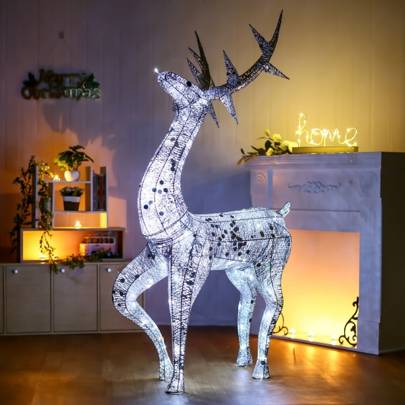 140cm LED 럭셔리 크리스마스 사슴 장식(실버)(21158)