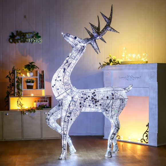 140cm LED 럭셔리 크리스마스 사슴 장식(실버)(21158)