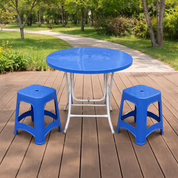 원형 접이식 테이블(블루) (80cm)