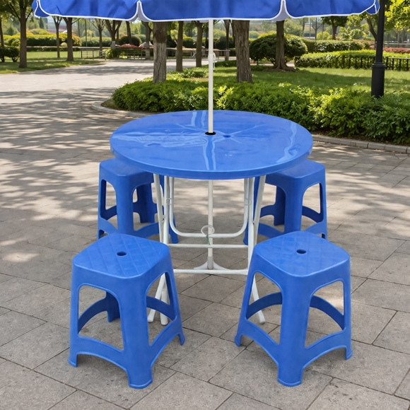 원형 접이식 테이블(블루) (80cm)