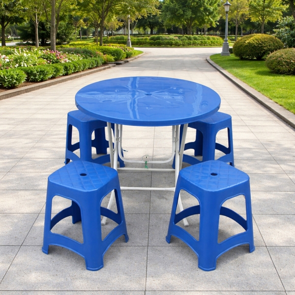 원형 접이식 테이블(블루) (80cm)