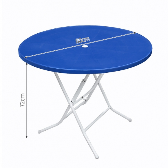 원형 접이식 테이블(블루) (80cm)