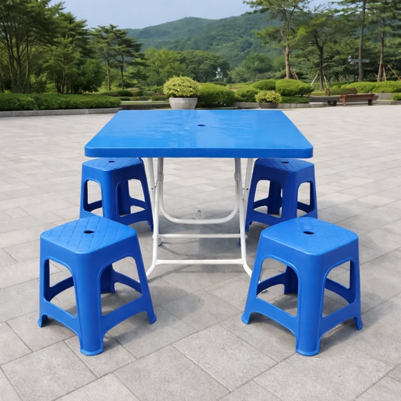 사각 접이식 테이블(블루) (75cm)