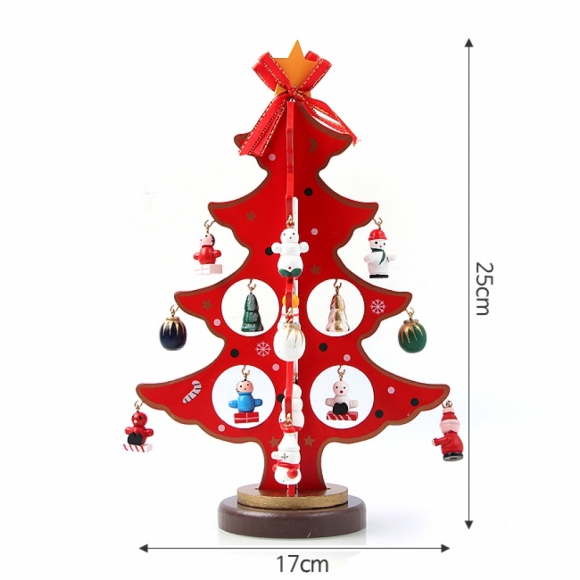 빨강 방울 크리스마스 원목 트리(25cm)