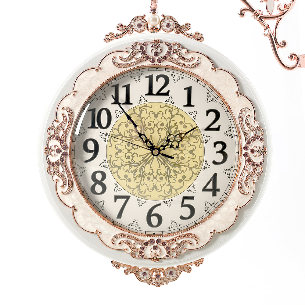 Oce 레트로 벽걸이 양면 시계 화이트 우드 벽시계 저소음무브먼트 장식용품 나무원목월클락