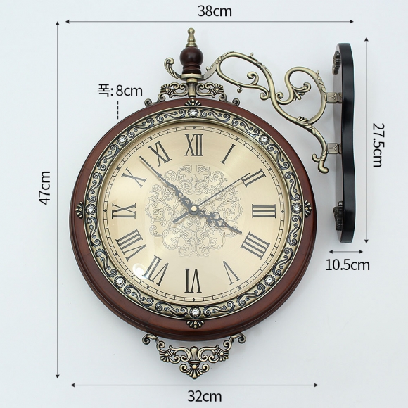 로코코 원목 양면 벽시계
