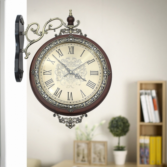 로코코 원목 양면 벽시계