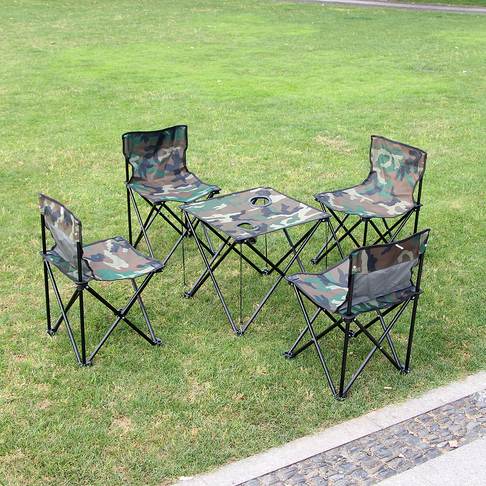 Oce 접이식 천 의자 4인 야외 가벼운 테이블 세트 간이 식탁 해먹 의자 베란다 발코니 이동 식탁