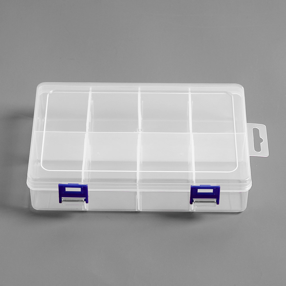Oce 반투명 칸막이 케이스 가방 빈 잠금 상자 8칸 소품 보관함 PVC 케이스 프라스틱 상자