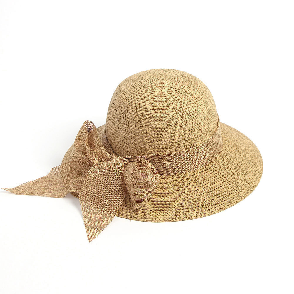 Oce 큰 리본 둥근 챙 끈 모자 비치 햇 여행 밀짚 밀집 소품 왕골 써머 비니 해변 썸머 햇