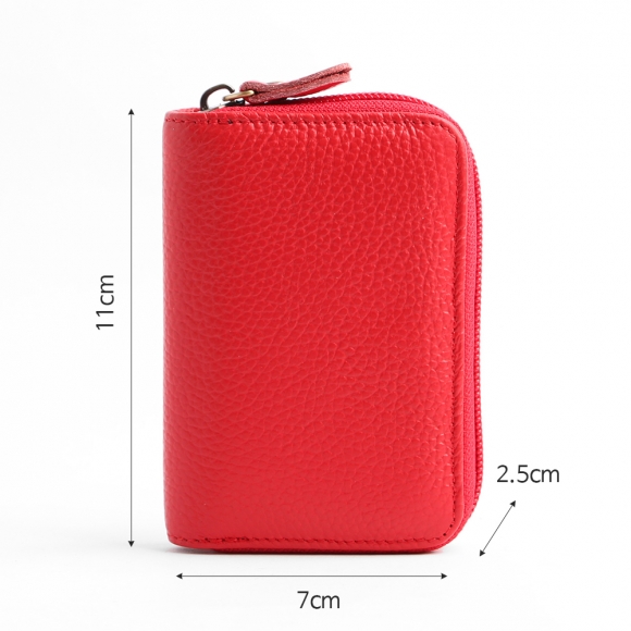 루시 소가죽 카드지갑(레드)