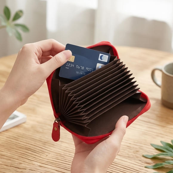 루시 소가죽 카드지갑(레드)