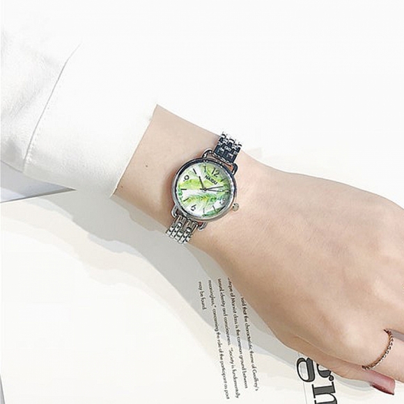 파미에 여성 메탈 손목시계(실버_그린)