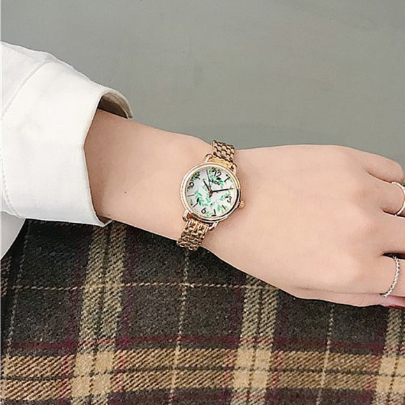 파미에 여성 메탈 손목시계(골드_그린)