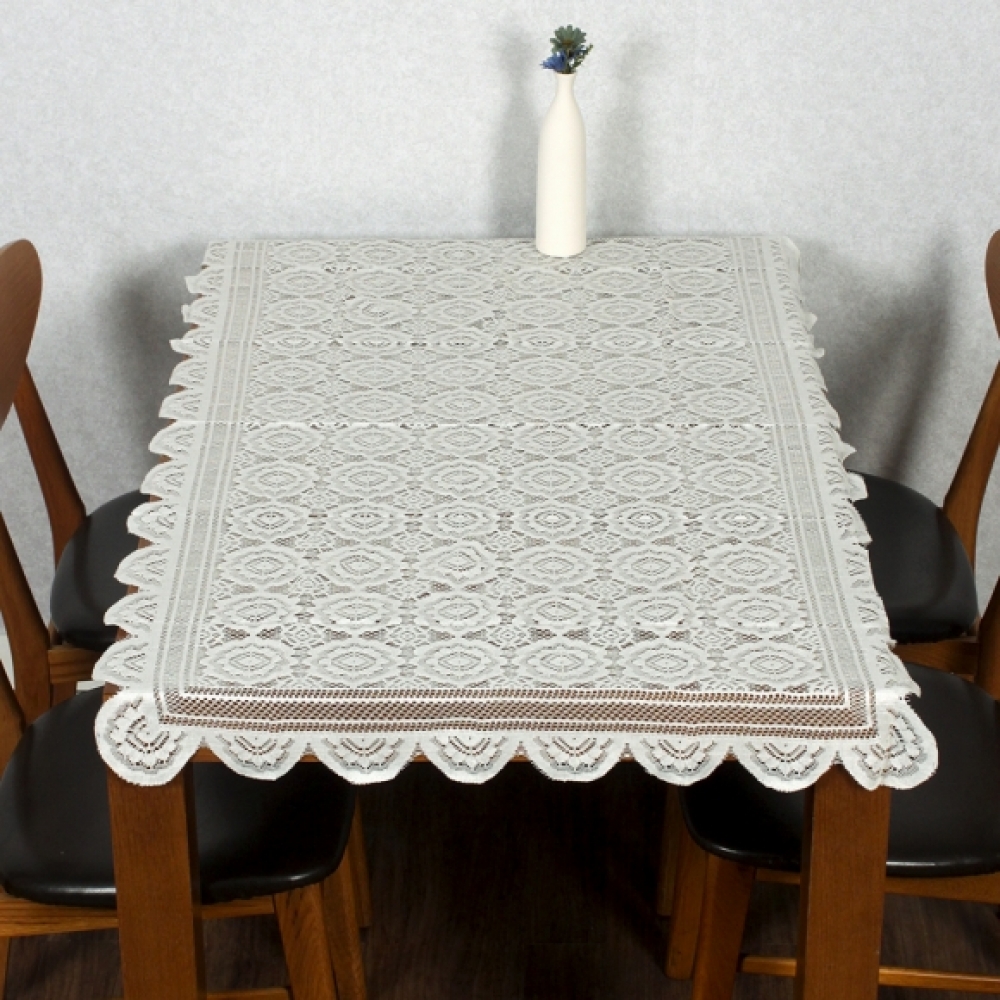 Oce 크로쉐 테이블보 플라워 식탁 러너 국화 식탁 깔개 깔판 장식 콘솔 러너 꽃무늬 화이트 식탁보