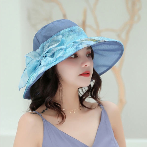 베로나 리본 패션 모자(블루)
