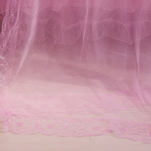[리빙피스] 스위트룸 레일형 침대 모기장(150x200cm) (핑크)