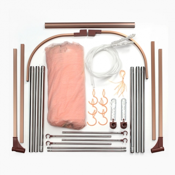 [리빙피스] 스위트룸 레일형 침대 모기장(150x200cm) (연핑크)