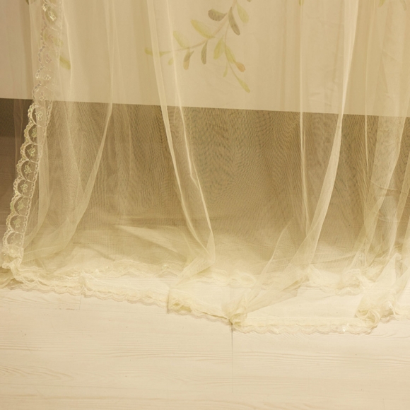 [리빙피스] 안젤라 커튼형 침대 모기장(180x200cm) (베이지)