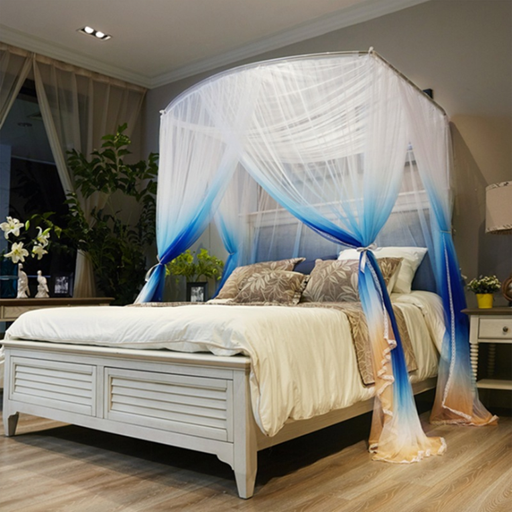 Oce 높은 천장 그라데이션 U모양 침대모기장 (180x200cm) 침실 촘촘망 벌레망 썬스크린 차양