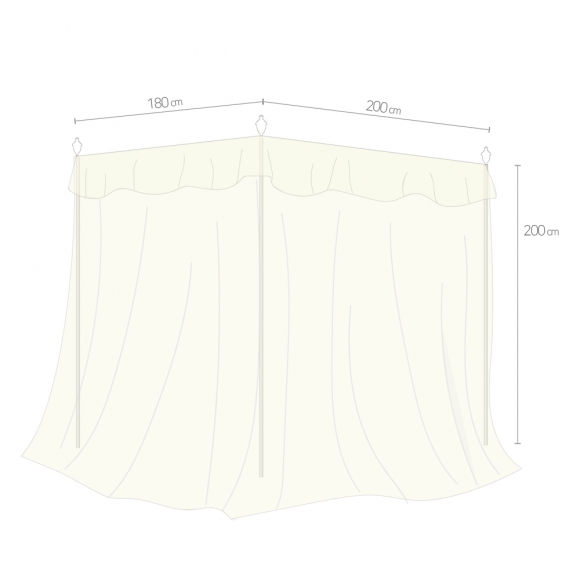 팰리스 사각 커튼형 침대 모기장(180x200cm)