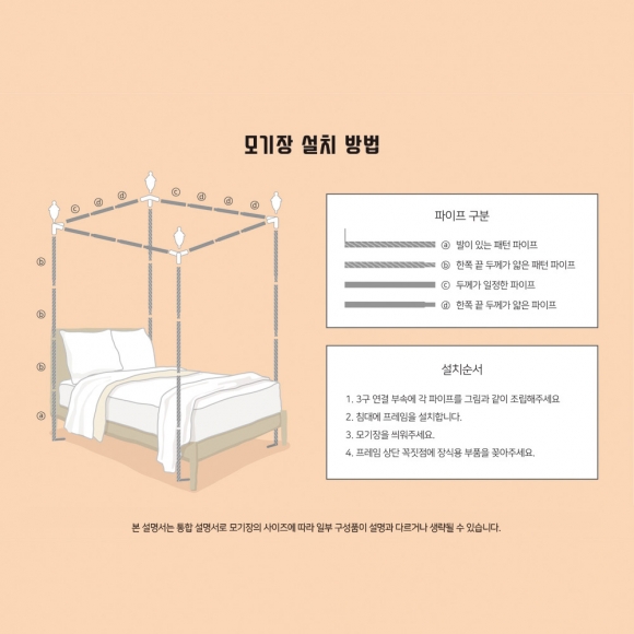 [리빙피스] 팰리스 커튼형 침대 모기장(180x220cm)