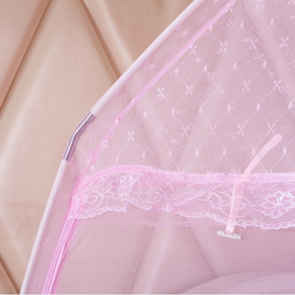 유니룸 돔형 사각 모기장(180x200cm) (핑크)