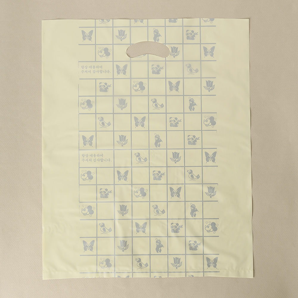 Oce 손잡이 봉투 비닐 쇼핑백 100p 노랑 45x55 포장팩 비닐봉지 비닐백