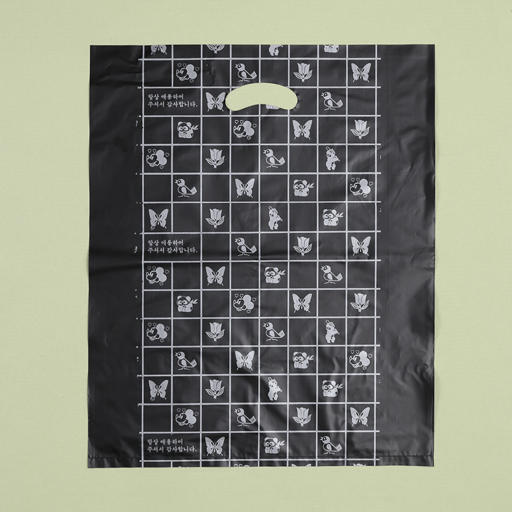 Oce 손잡이 봉투 비닐 쇼핑백 100p 검정 45x55 책봉투 접착비닐 비닐봉투