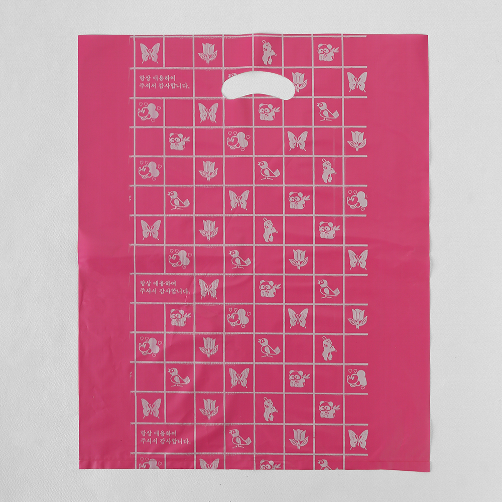 Oce 손잡이 봉투 비닐 쇼핑백 100p 빨강 40x50 포장팩 비닐봉지 접착비닐