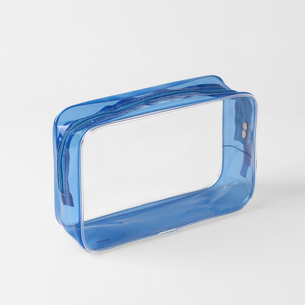 Oce 생활 방수 투명 pvc 파우치 블루 소지품미니가방 세안용품보관 휴대용메이크업