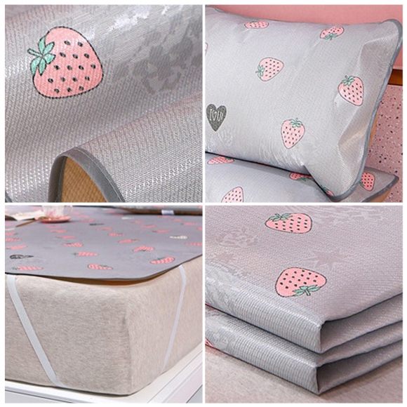 포리온 딸기딸기 침대 커버세트(120cmx195cm)