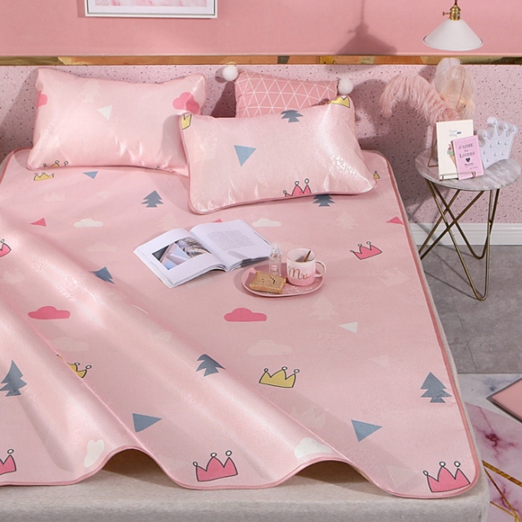 포리온 크라운 침대 커버세트(핑크) (120cmx195cm)