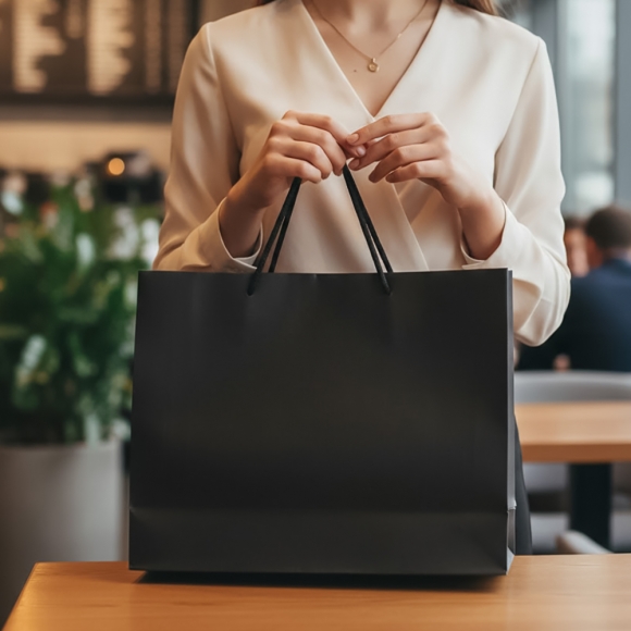 무지 가로형 쇼핑백(블랙) (32x25cm)