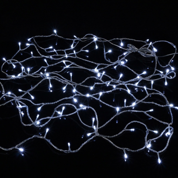 [은하수] 100구 투명선 LED 백색 지니전구(10M) (전원잭포함) (연결가능) (150cm∼500cm트리용)