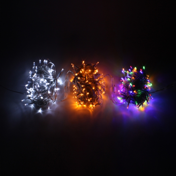 [은하수] 100구 투명선 LED 웜색 지니전구(10M) (전원잭포함) (연결가능) (150cm∼500cm트리용)