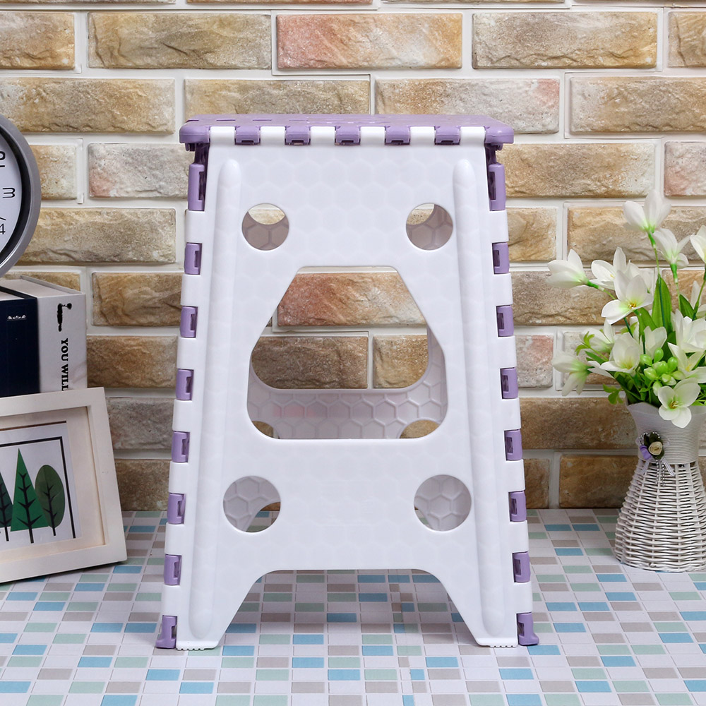 Oce 사각 폴딩 체어 주방 발받침 의자 퍼플 L 작은 식탁 PVC 접이 의자 휴대용 탁자