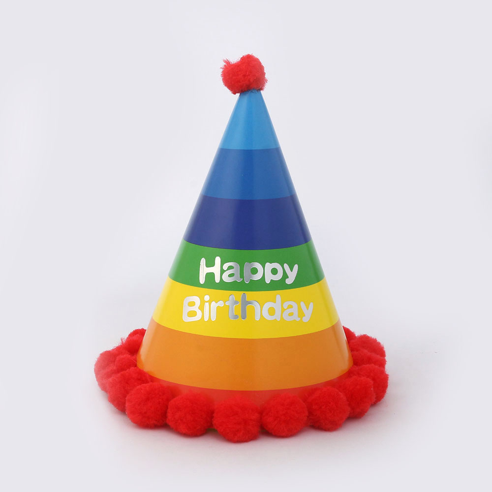 Oce 무지개 종이 생일 고깔 모자 파티햇 레드 뿔모양 생일꼬깔콘 탄생축하