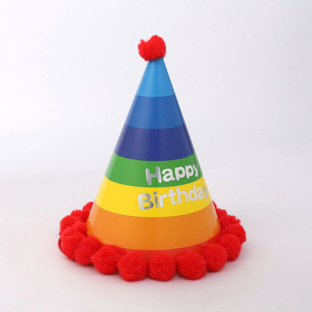 Oce 무지개 종이 생일 고깔 모자 파티햇 레드 뿔모양 생일꼬깔콘 탄생축하