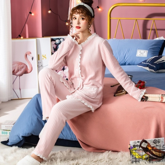 여성 레이스 수면 잠옷 세트 XL(핑크)