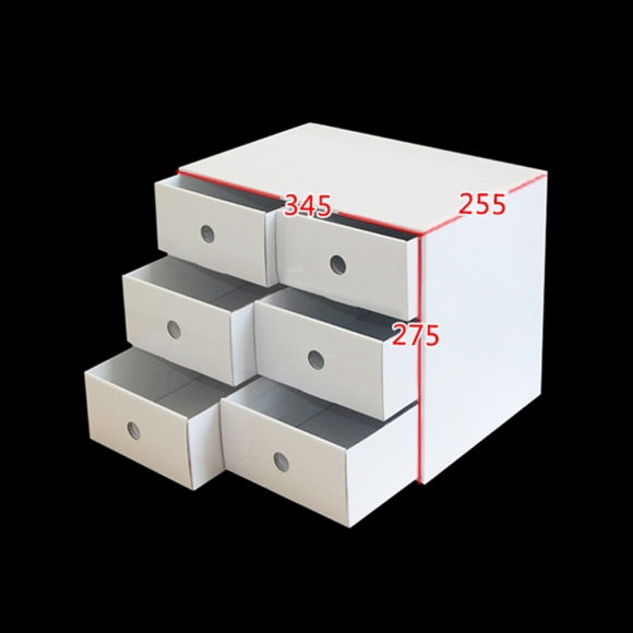 DIY 페이퍼 3단 박스 6칸 정리함(화이트) (34.5cm)