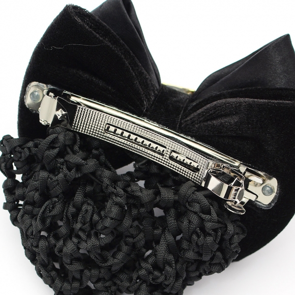 사각큐빅 리본 헤어망(블랙)