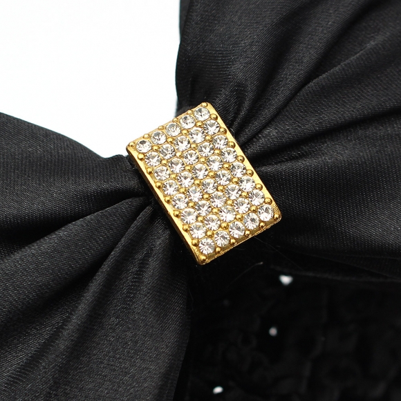 사각큐빅 리본 헤어망(블랙)