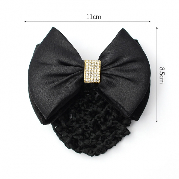 사각큐빅 리본 헤어망(블랙)